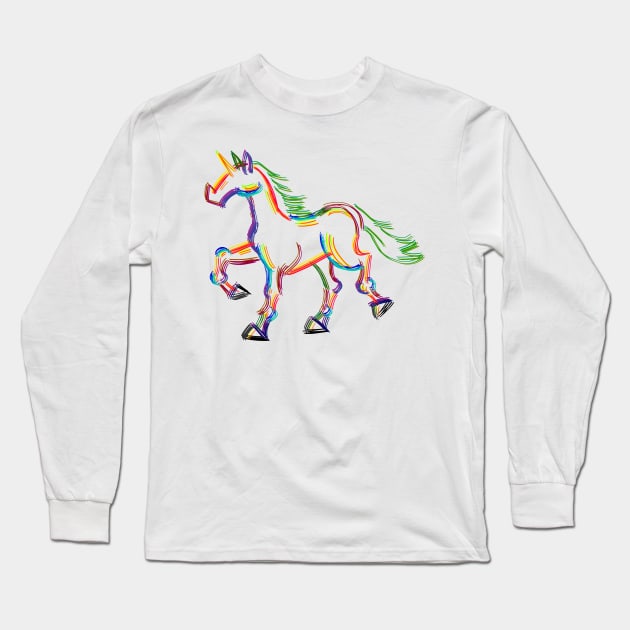 Colored Lines Unicorn Long Sleeve T-Shirt by Thatssounicorny